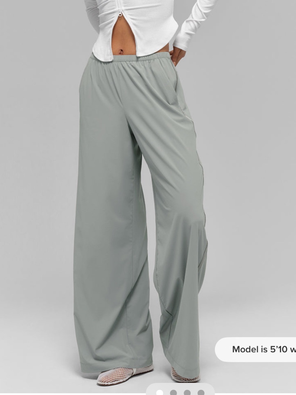 Alo Lunar Grey Breezy Wide Leg Pants + Zip Up Cropped Jacket - Picture 3 of 3